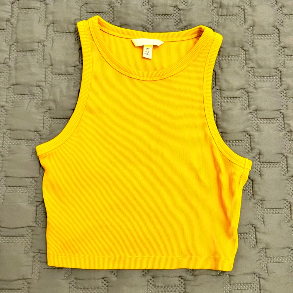 Mustard yellow crop tank top